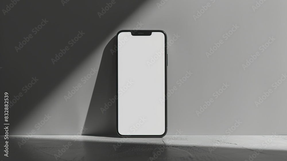 Blank smartphone screen mockup with copy space, glossy display, monochromatic background Blank smartphone screen mockup with copy space, glossy display, monochromatic background