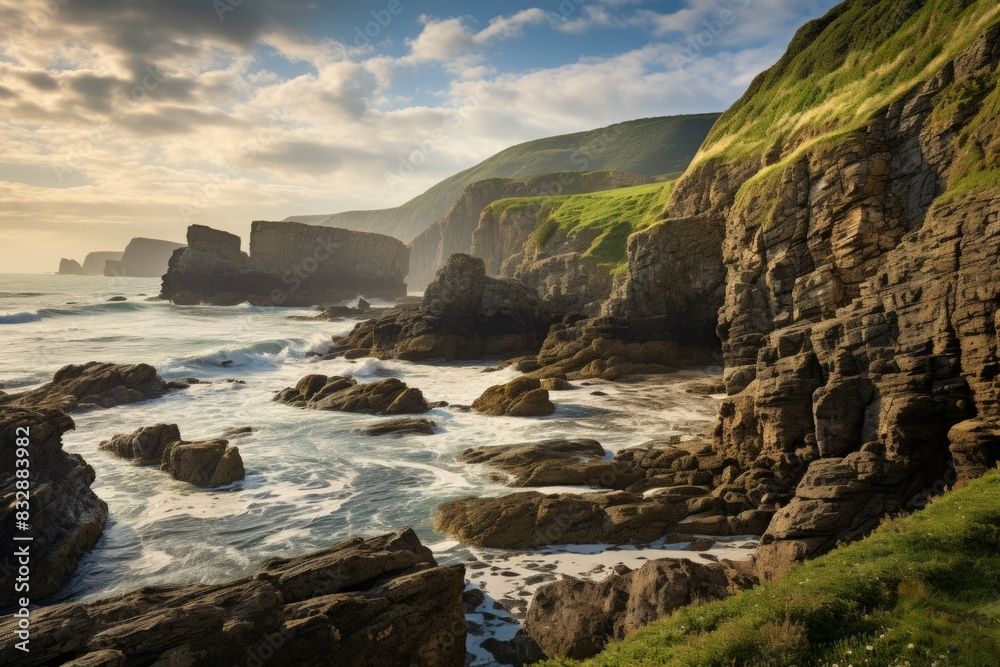 Fototapeta premium Coastal cliffs - Generative AI