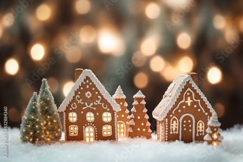 Gingerbread houses on snow ...