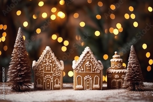 Gingerbread houses on snow ...