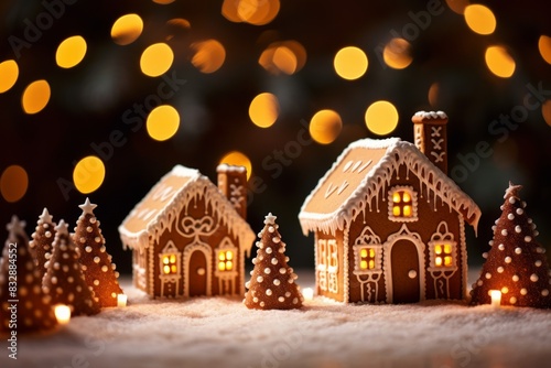Gingerbread houses on snow ...