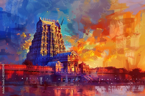 majestic sri ranganathaswamy temple in trichy india digital painting photo