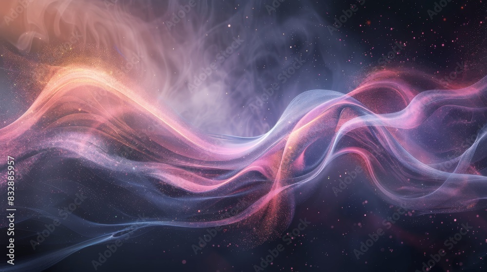 Swirling Particles Forming Ethereal Waves with Soft Light Accents Swirling Particles Forming Ethereal Waves with Soft Light Accents