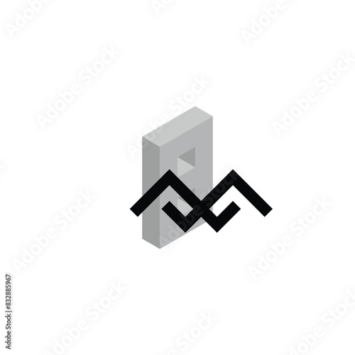 Number 8 3d geometric symbol simple logo vector