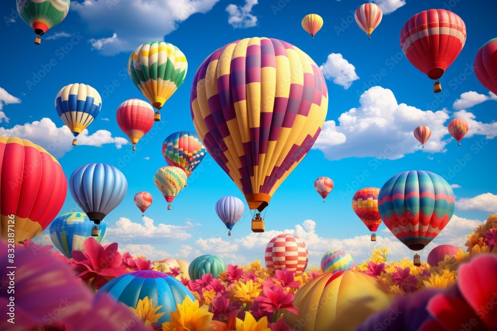 Fototapeta premium Hot air balloons - Generative AI