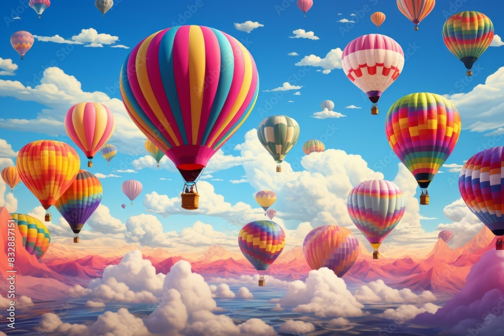 Fototapeta premium Hot air balloons - Generative AI