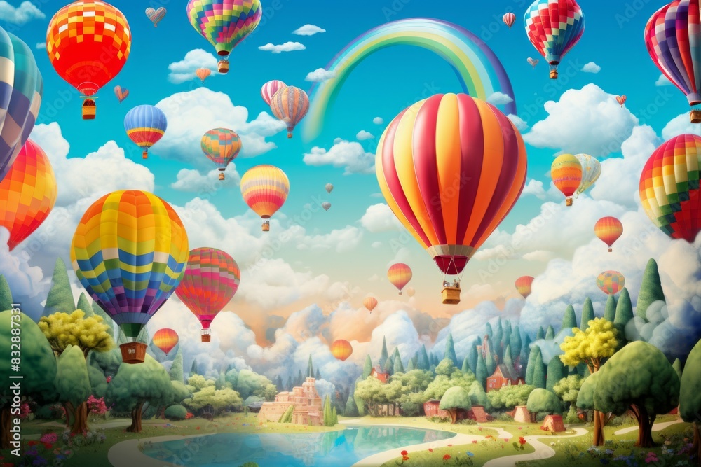 Fototapeta premium Hot air balloons - Generative AI