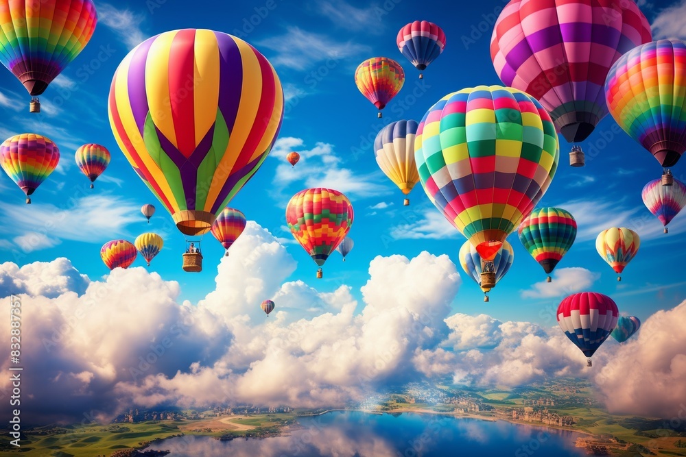 Obraz premium Hot air balloons - Generative AI