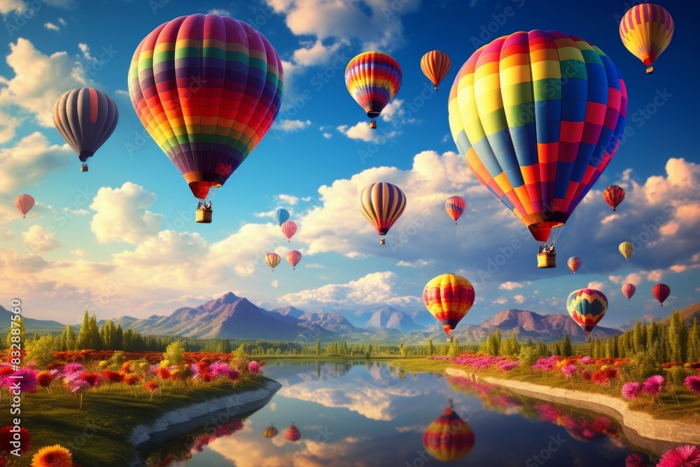 Fototapeta premium Hot air balloons - Generative AI