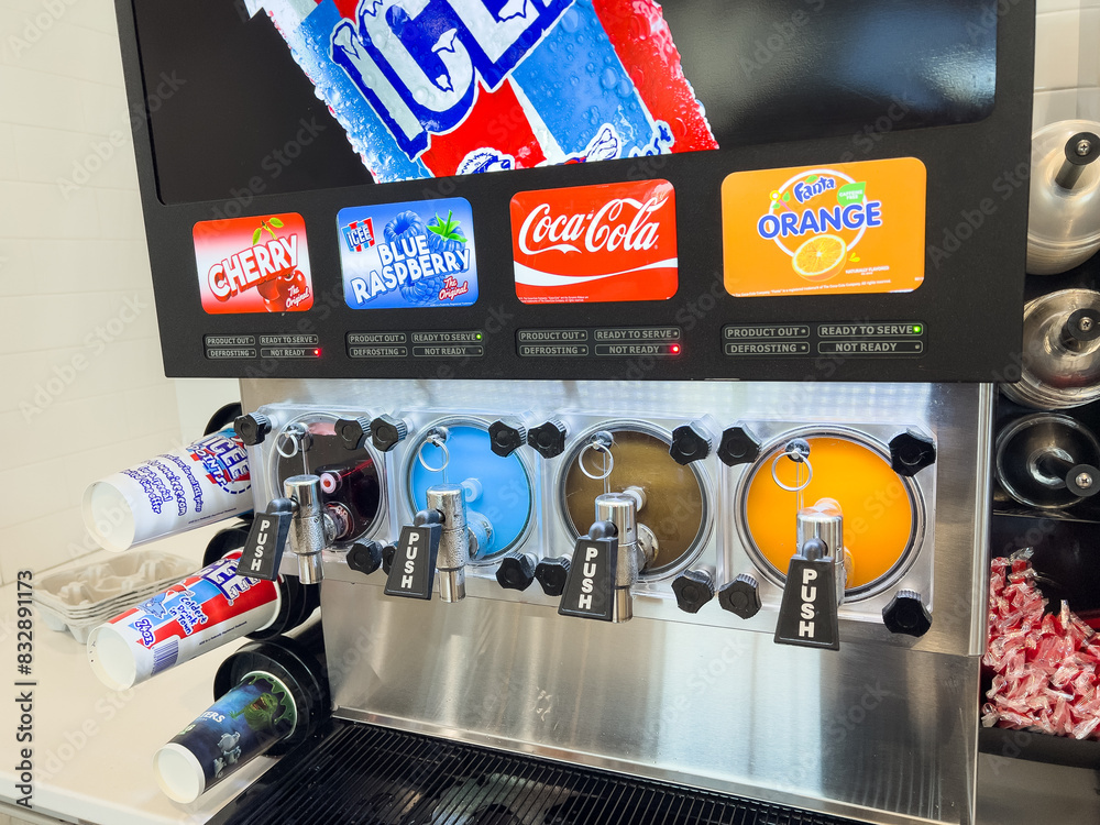 Icee frozen carbonated beverage dispenser machine at a local Gas