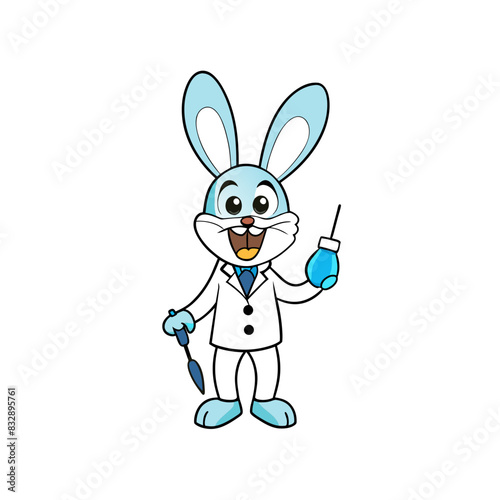 cartoon character rabbit dentist vector art illustration 