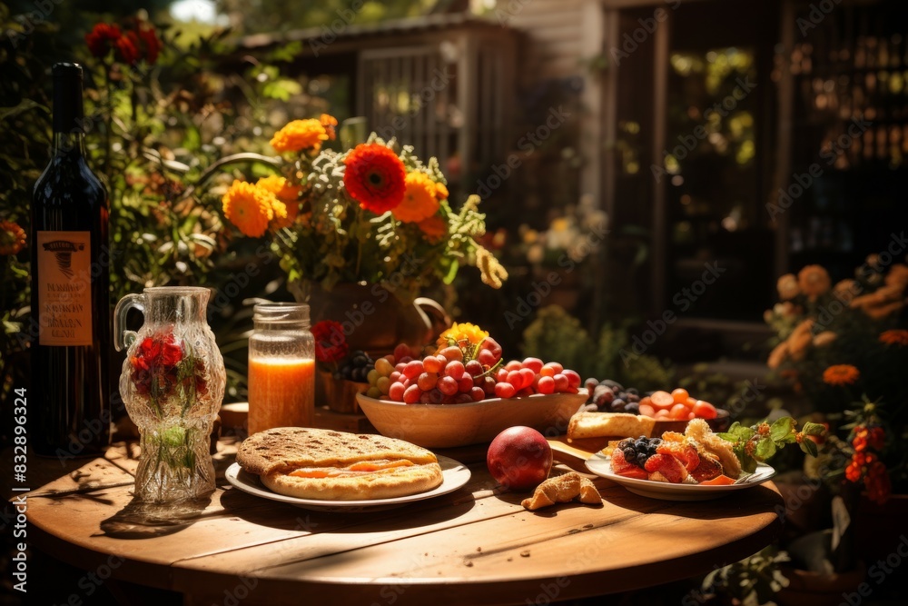Fototapeta premium Outdoor dining - Generative AI