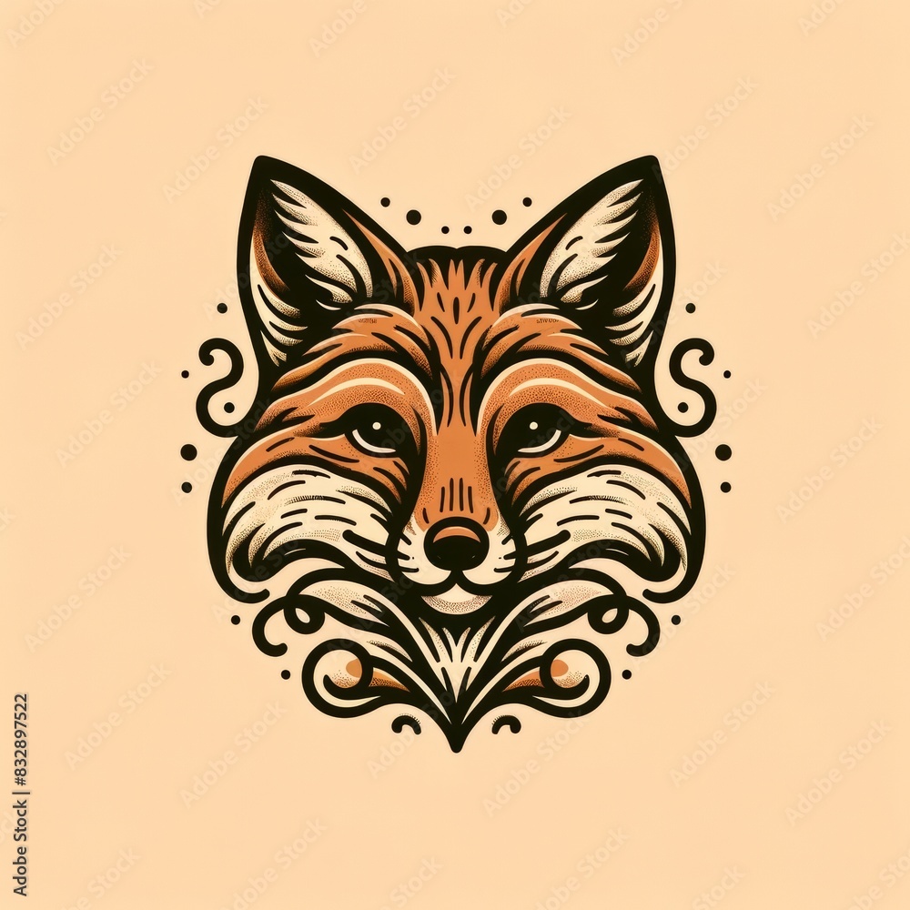 Modern minimalist fox face logo with sharp features Modern minimalist fox face logo with sharp features