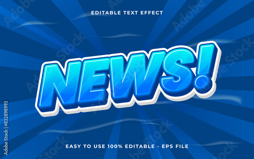 Editable text effect News 3d Cartoon template style premium vector