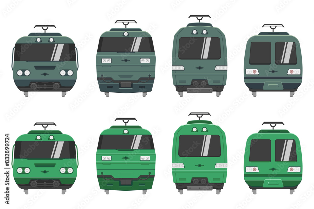public transport train front view icons cartoon style vector flat illustration public transport train front view icons cartoon style vector flat illustration