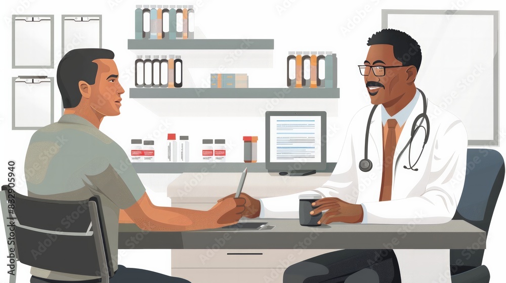 Remote Diagnosis and Prescription: Depict a doctor making a diagnosis and prescribing medication during an online consultation, Remote Diagnosis and Prescription: Depict a doctor making a diagnosis and prescribing medication during an online consultation,