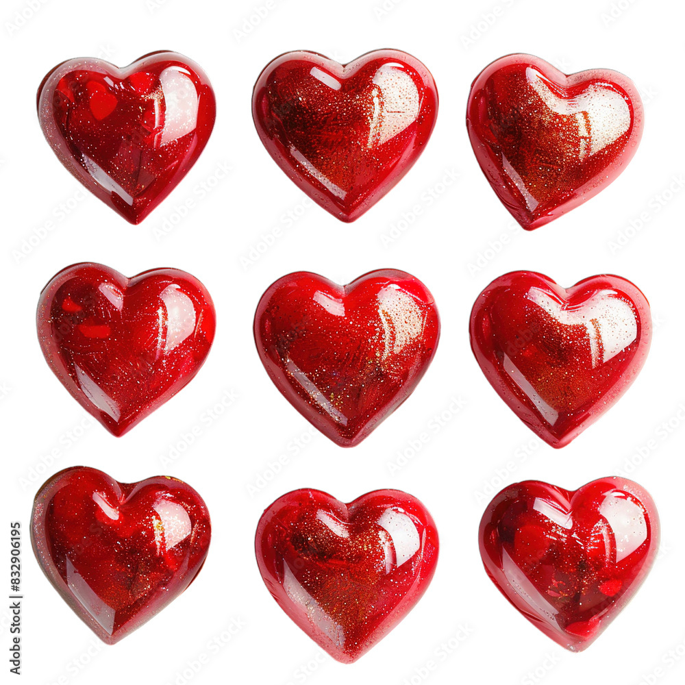 set of red hearts set of red hearts