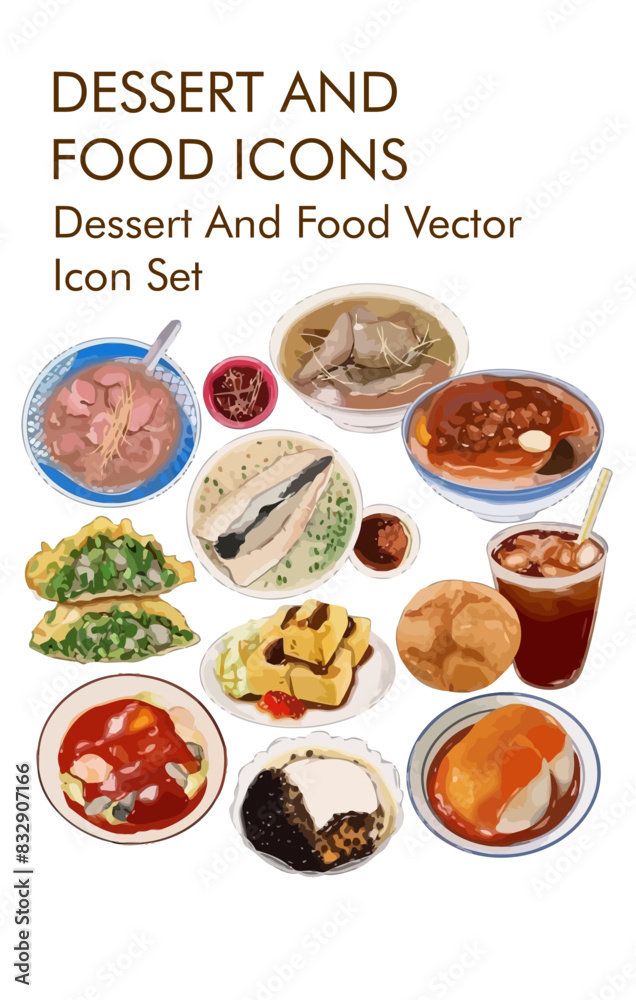 Dessert and food logo vector Icon set Dessert and food logo vector Icon set