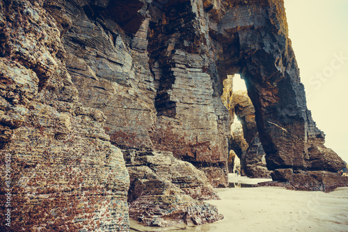 Cathedral Beach in Galicia Spain. Tourist attraction. photo