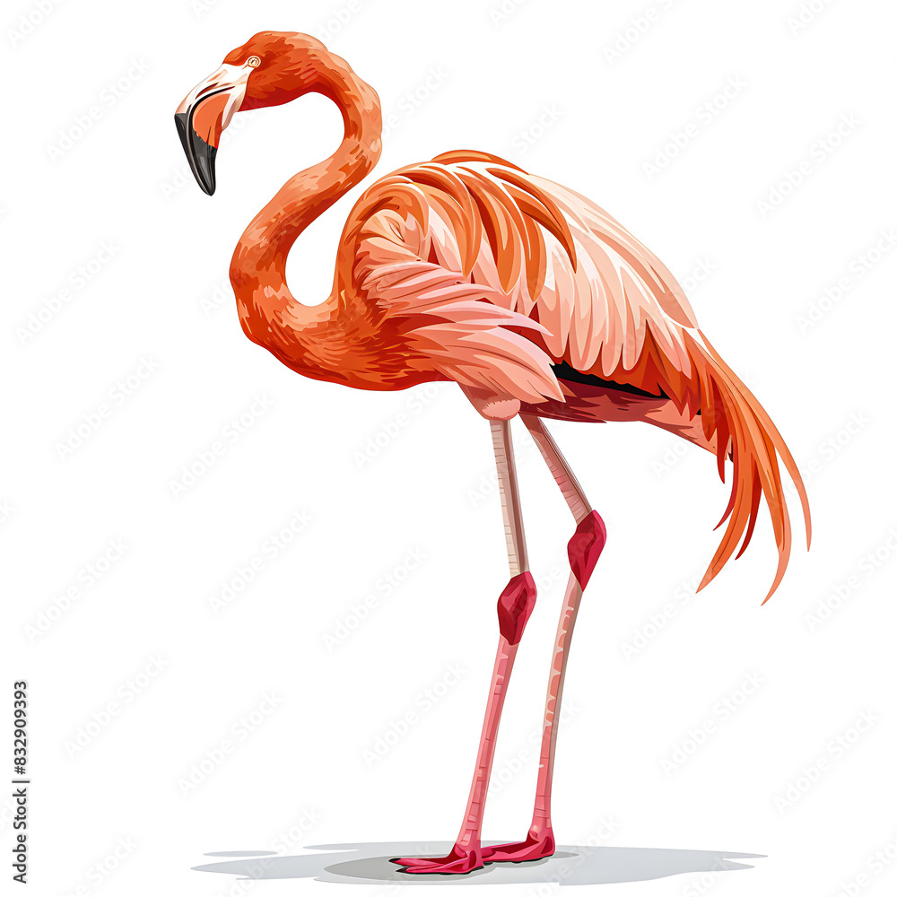 Obraz premium Vector illustration of a flamingo on a white background. Suitable for crafting and digital design projects.[A-0003]