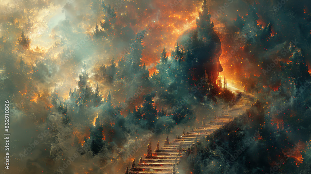 mind maze, trapped in a maze of thoughts, the mind transforms into a realm where reality and fantasy merge, creating a vivid illusion of imagination mind maze, trapped in a maze of thoughts, the mind transforms into a realm where reality and fantasy merge, creating a vivid illusion of imagination