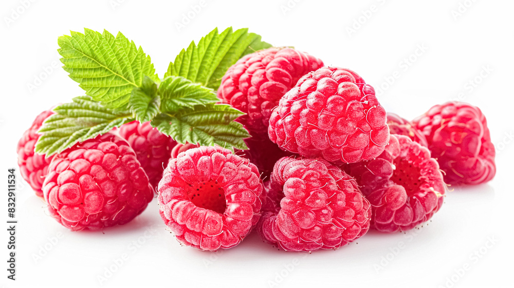 Beautiful raspberries isolated on white background, fresh raspberry farm market product Beautiful raspberries isolated on white background, fresh raspberry farm market product
