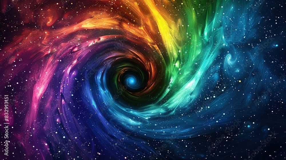 Deep Space Spiral Galaxy: Magical and Colorful Cosmic Scene