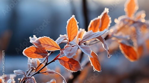 Beautifully colored nature with orange leaves
