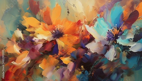 Wallpaper Mural An artistic gentle colorful background with flowers painted by a palette knife Torontodigital.ca