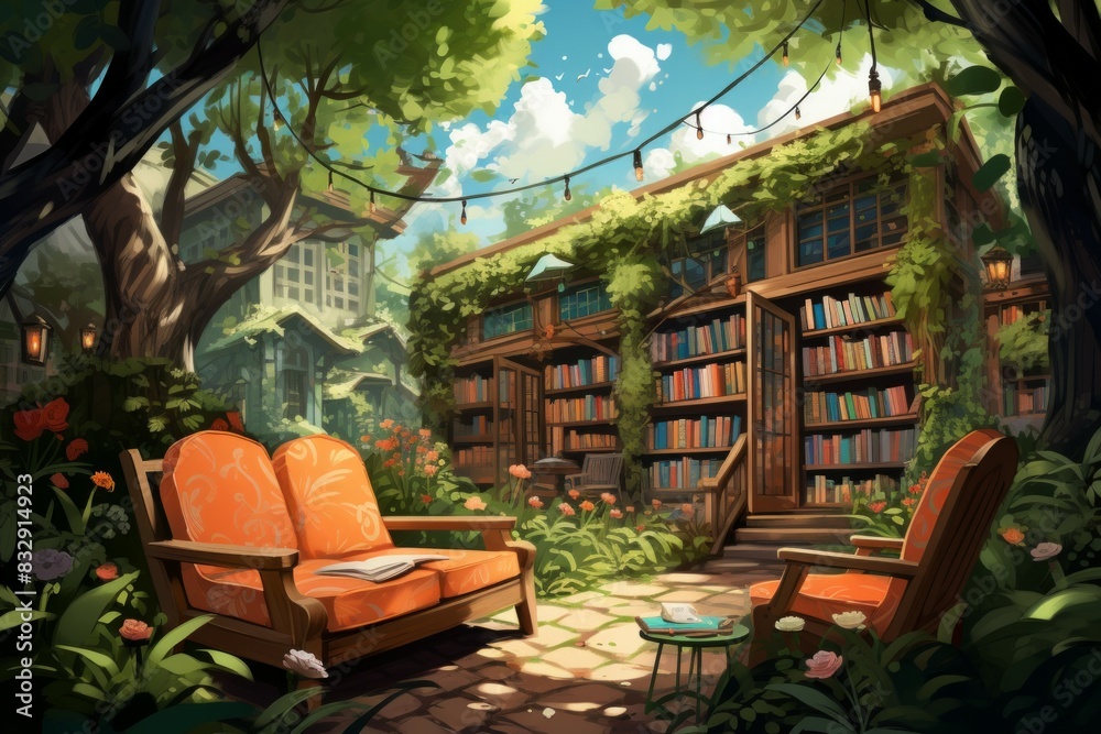 Fototapeta premium Summer reading - Generative AI