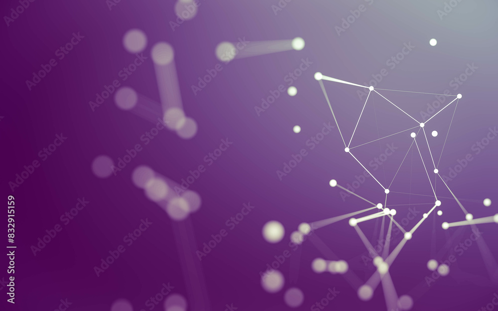 Abstract background. Molecules technology with polygonal shapes, connecting dots and lines. Connection structure. Big data visualization.