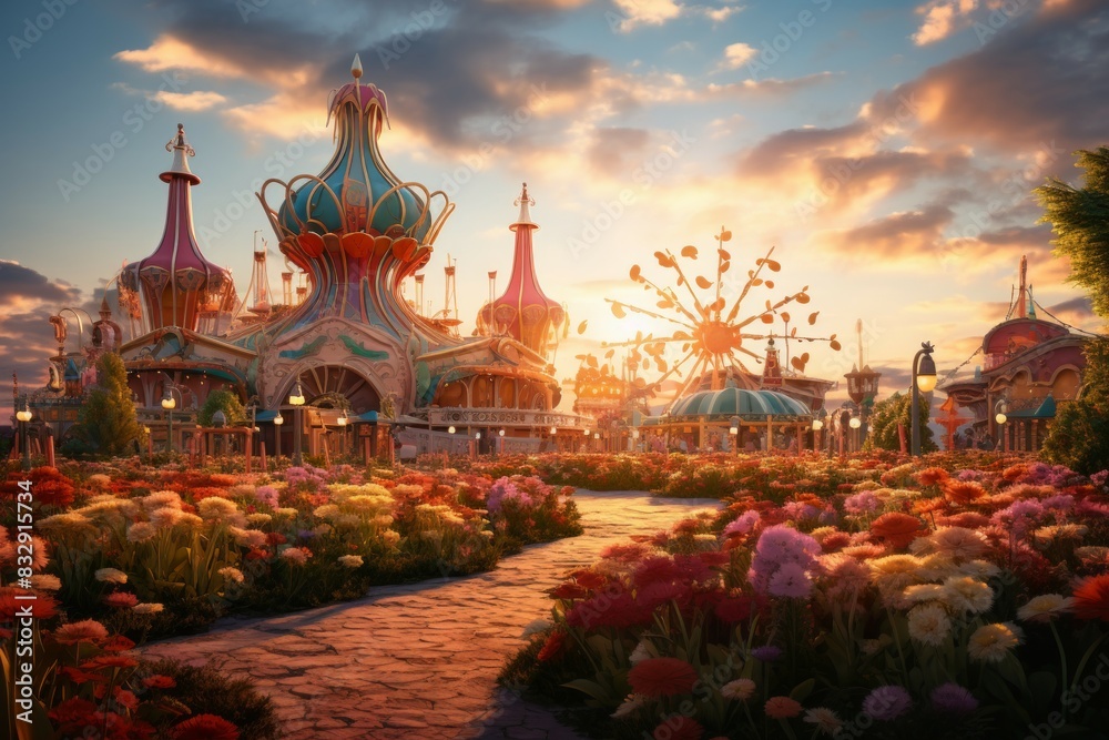 Obraz premium Carnival rides - Generative AI