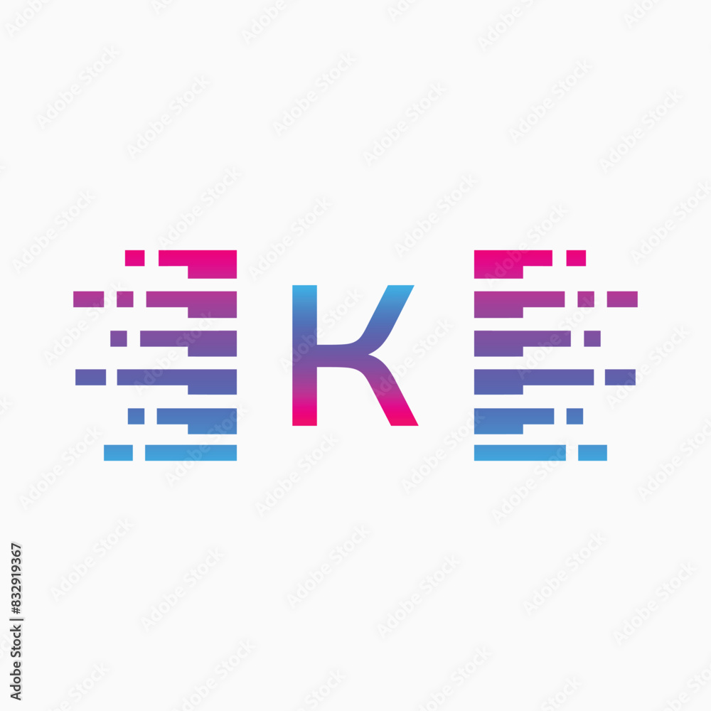 letter K Logo with Pulse music player element. Logo template electronic music, equalizer, dj, nightclub, disco. Audio wave logo concept, Multimedia letter K Logo with Pulse music player element. Logo template electronic music, equalizer, dj, nightclub, disco. Audio wave logo concept, Multimedia