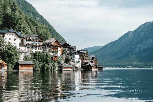 Cityscape with mountain and waterfront view