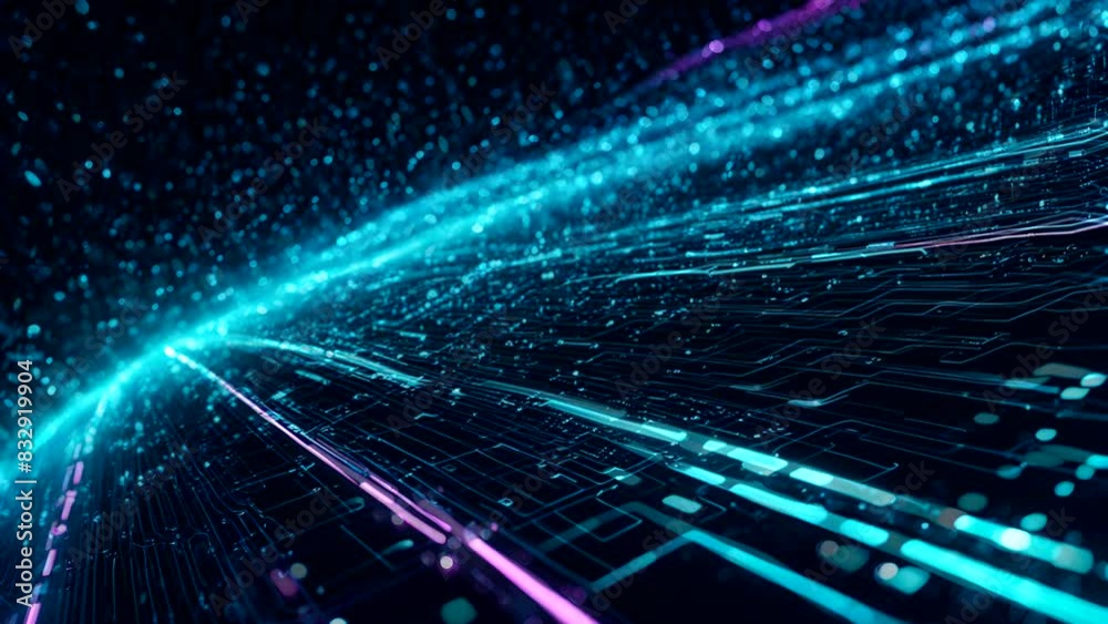 A blue and purple image of a cityscape with a lot of lights. The image has a futuristic and technological vibe A blue and purple image of a cityscape with a lot of lights. The image has a futuristic and technological vibe