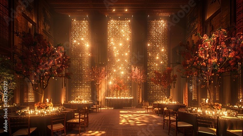 elegant grand ballroom with chandeliers and lavish decorations © PRI
