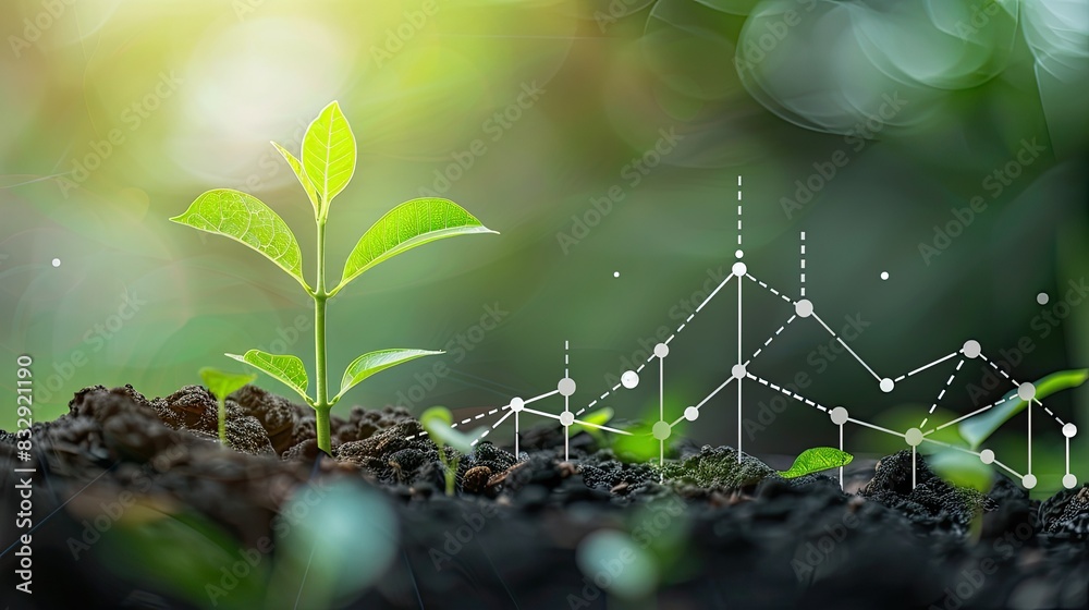 © Matcha_09 - Close-up of a small plant with a graph showing increasing market value and growth © Matcha_09 - Close-up of a small plant with a graph showing increasing market value and growth