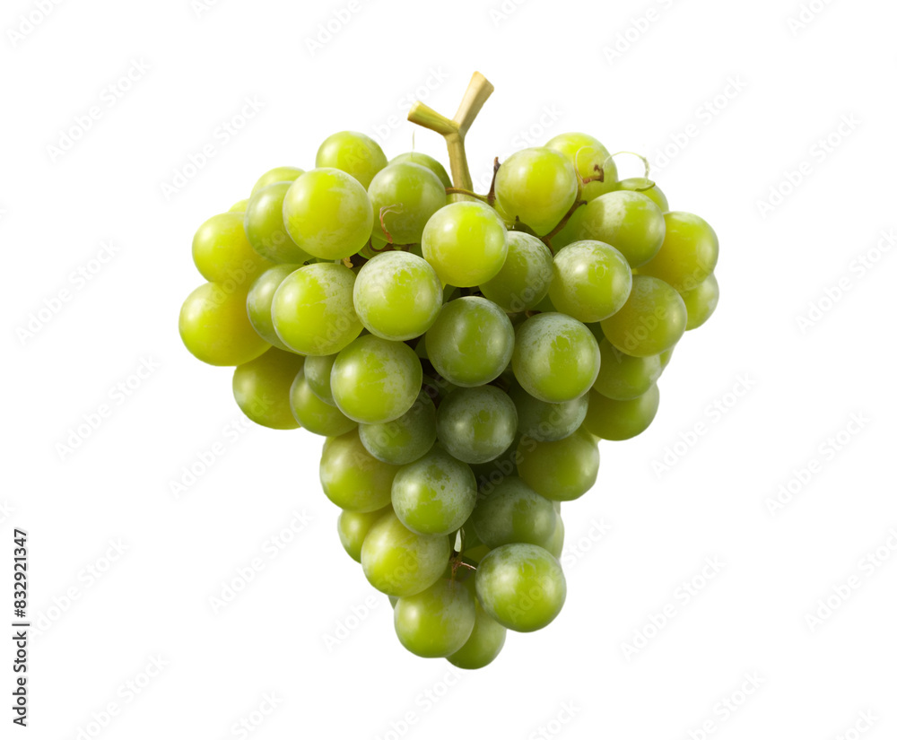 Bunch of green grapes with leaves isolated on transparent background Ai generative. Bunch of green grapes with leaves isolated on transparent background Ai generative.