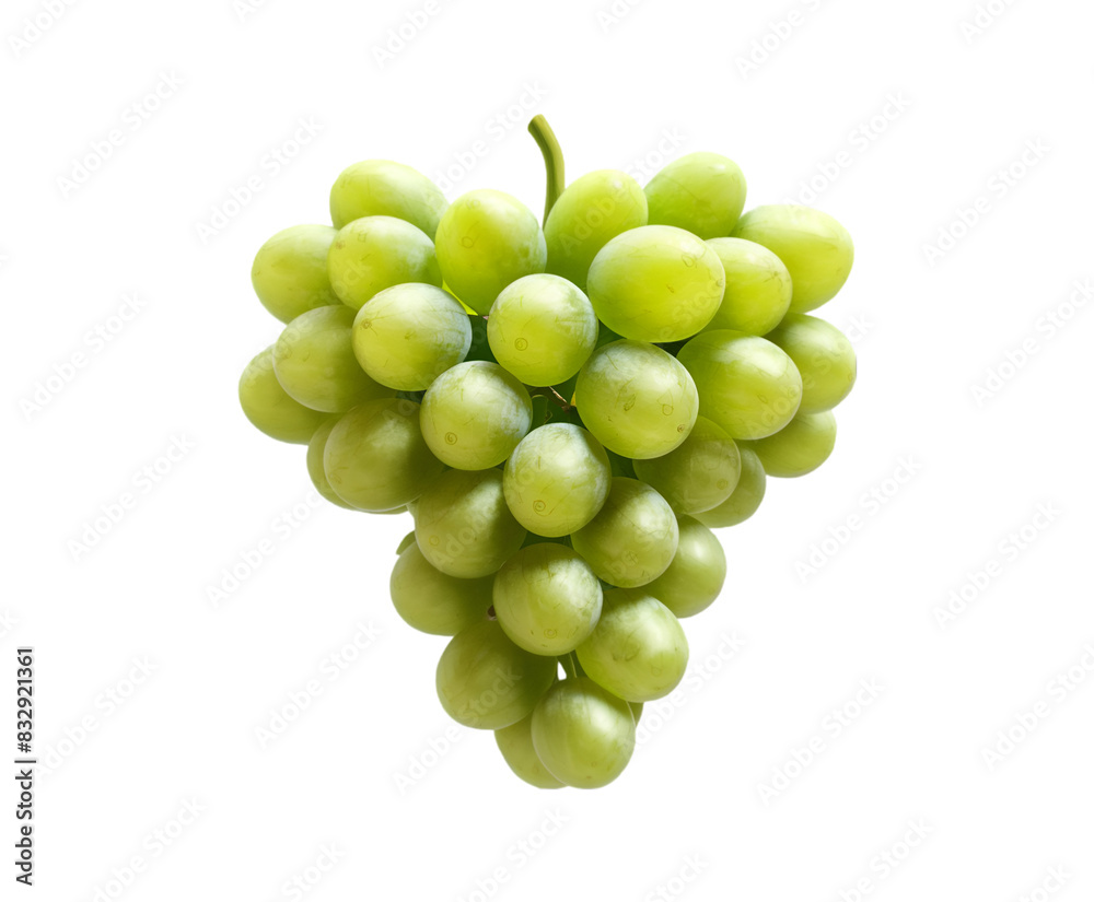 Bunch of green grapes with leaves isolated on transparent background Ai generative. Bunch of green grapes with leaves isolated on transparent background Ai generative.