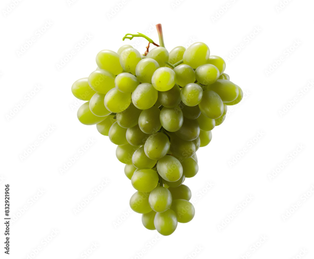Bunch of green grapes with leaves isolated on transparent background Ai generative. Bunch of green grapes with leaves isolated on transparent background Ai generative.