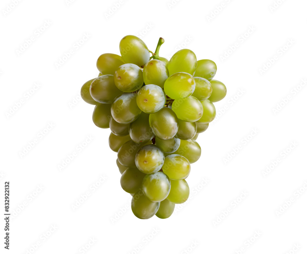 Bunch of green grapes with leaves isolated on transparent background Ai generative. Bunch of green grapes with leaves isolated on transparent background Ai generative.