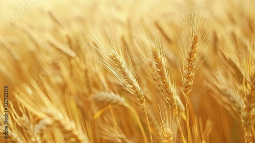 Golden wheat field swaying in summer breeze