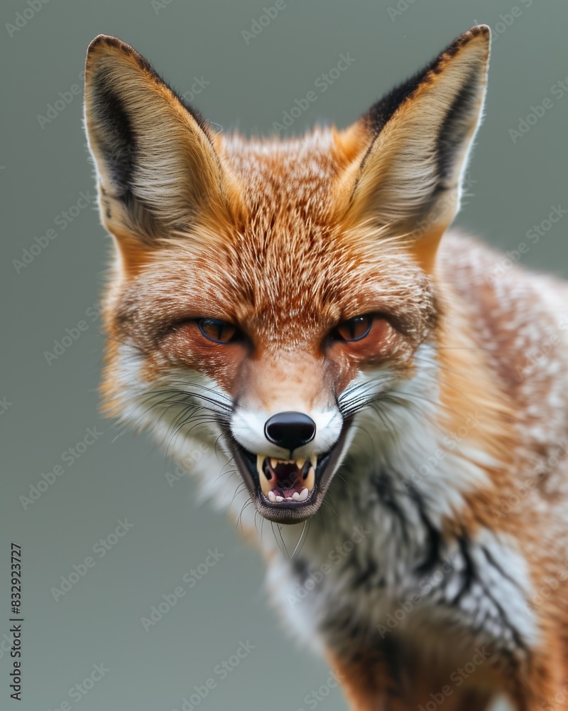 Fototapeta premium Mystic portrait of Bengal Fox, copy space on right side, Anger, Menacing, Headshot, Close-up View Isolated on black background