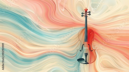 Classical music concert graphic with soft pastel swirls and minimal violin contour
