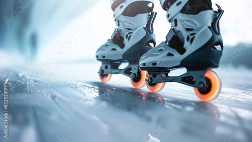 Sporty rollerblades showcased against a stark white background