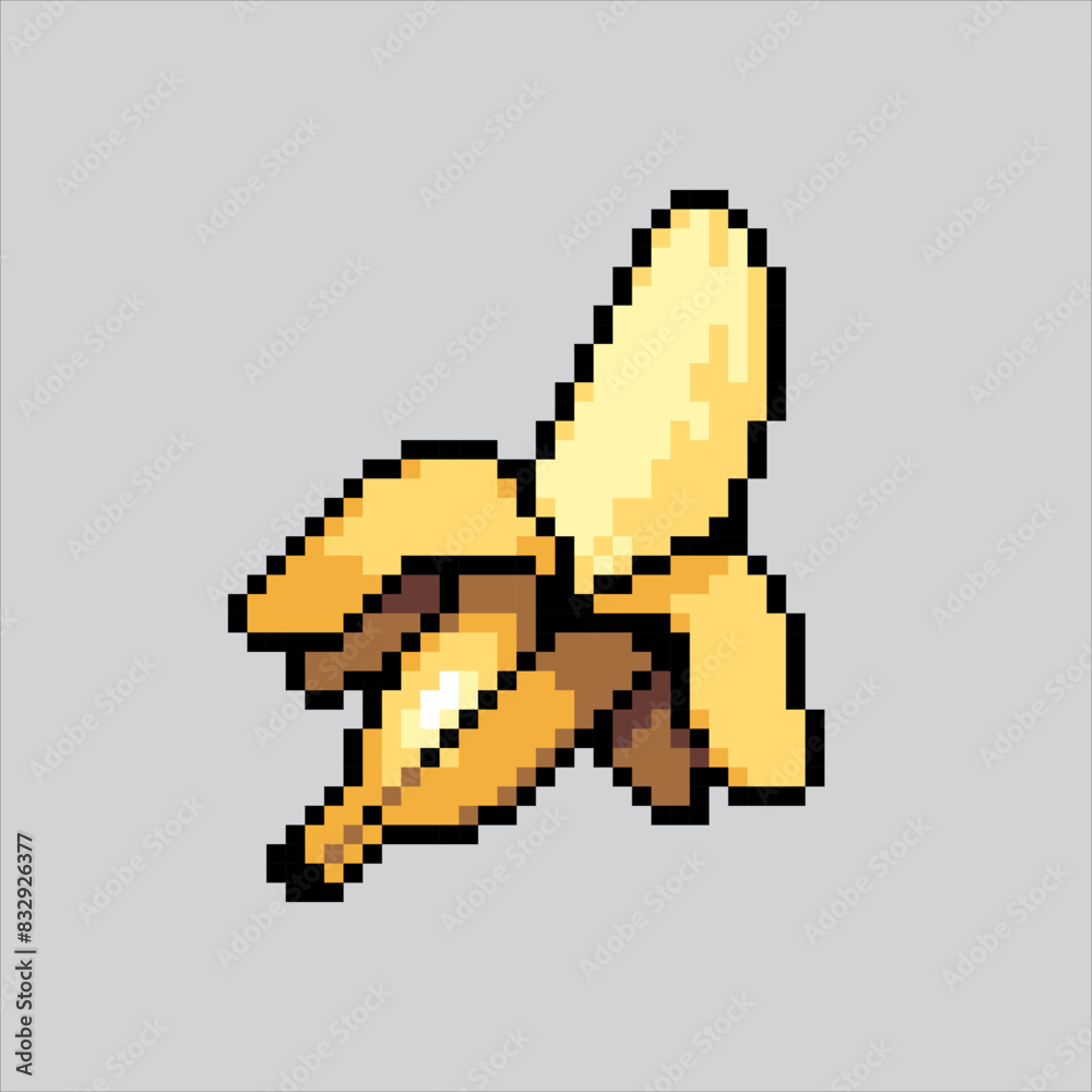 Obraz premium Pixel art illustration Banana Fruit. Pixelated Banana. Banana Fruit pixelated for the pixel art game and icon for website and video game. old school retro.