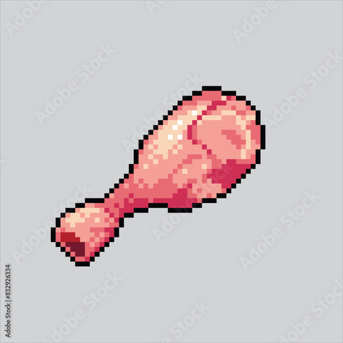 Pixel art illustration Chicken Meat. Pixelated Poultry. Poultry Chicken Meat pixelated for the pixel art game and icon for website and video game. old school retro.