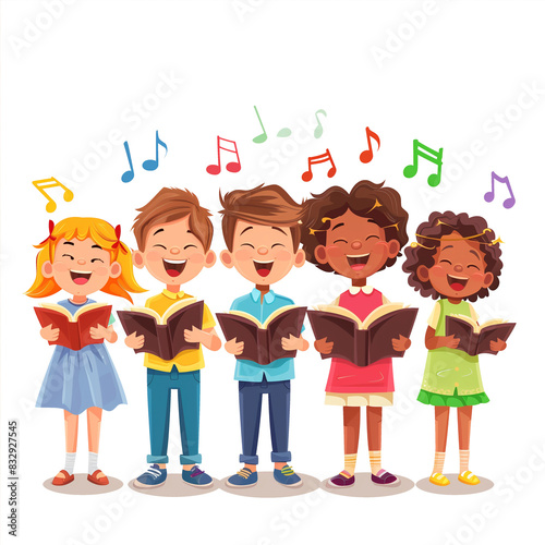 Diverse Vocal Talented Kids Singers In Choir Set Singing Together In Child Church Chorus Music Performance