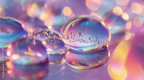 iridescent oil droplets in water photo