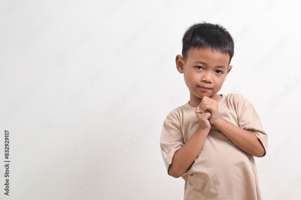 Image of Asian child posing cute and isolated on white background. portrait of an Asian boy Image of Asian child posing cute and isolated on white background. portrait of an Asian boy